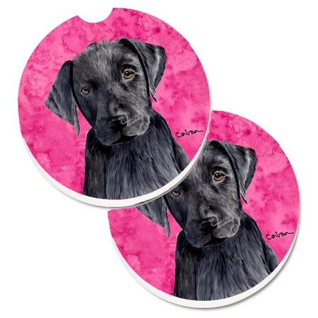 Carolines Treasures Pink Labrador Set of 2 Cup Holder Car Coaster SC9136PKCARC